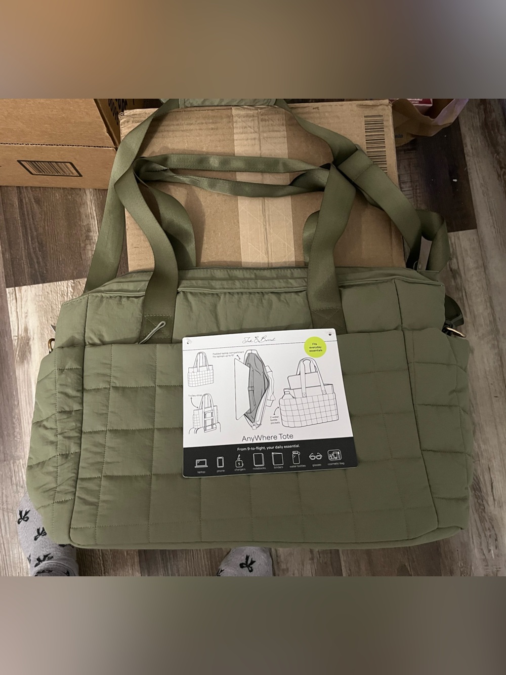 Anywhere Quilted Olive Tote Bag - Women's Day Bag